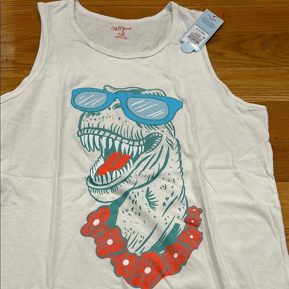 - White Fifth Sun Dinosaur Tank Top - Picture 2 of 4